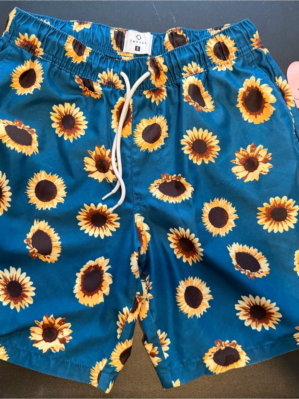 Empyre Blue Sunflower Print Kids Swim Shorts